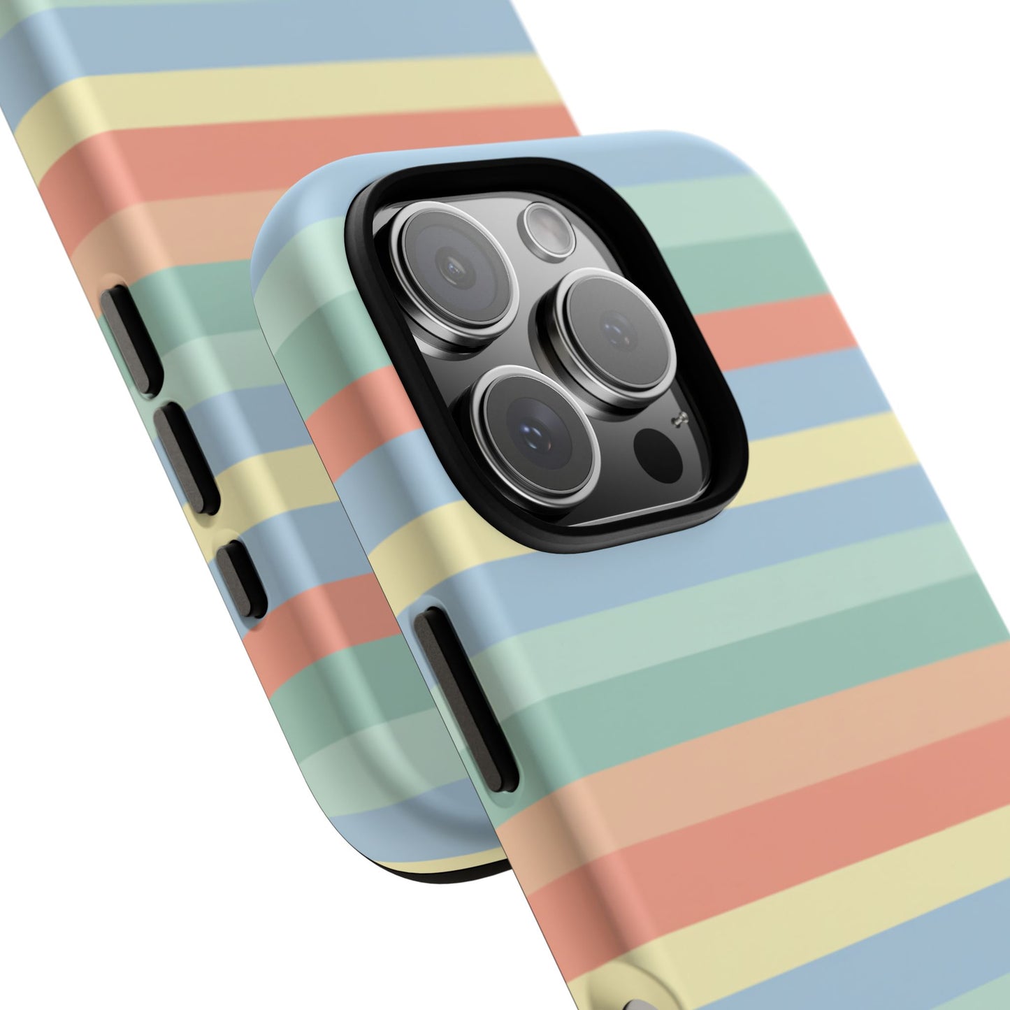 Pastel Striped Phone Case — Retro Horizontal Multi-Color Tough Case