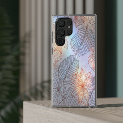 Floral Holographic Phone Case — Iridescent Leaves & Flowers Flexi Case