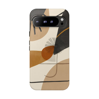 Abstract Earth Tone Phone Case — Mid-Century Minimalist Tough Case