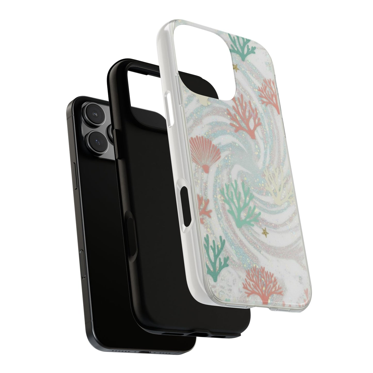 Seafoam Coral Tough Phone Case - Pastel Ocean Wave Design