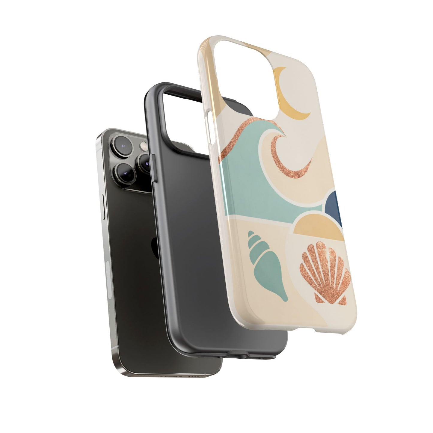 Sea Breeze Tough Phone Case — Retro Waves & Shells Design