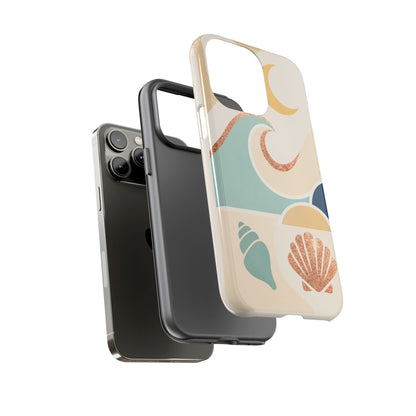 Sea Breeze Tough Phone Case — Retro Waves & Shells Design