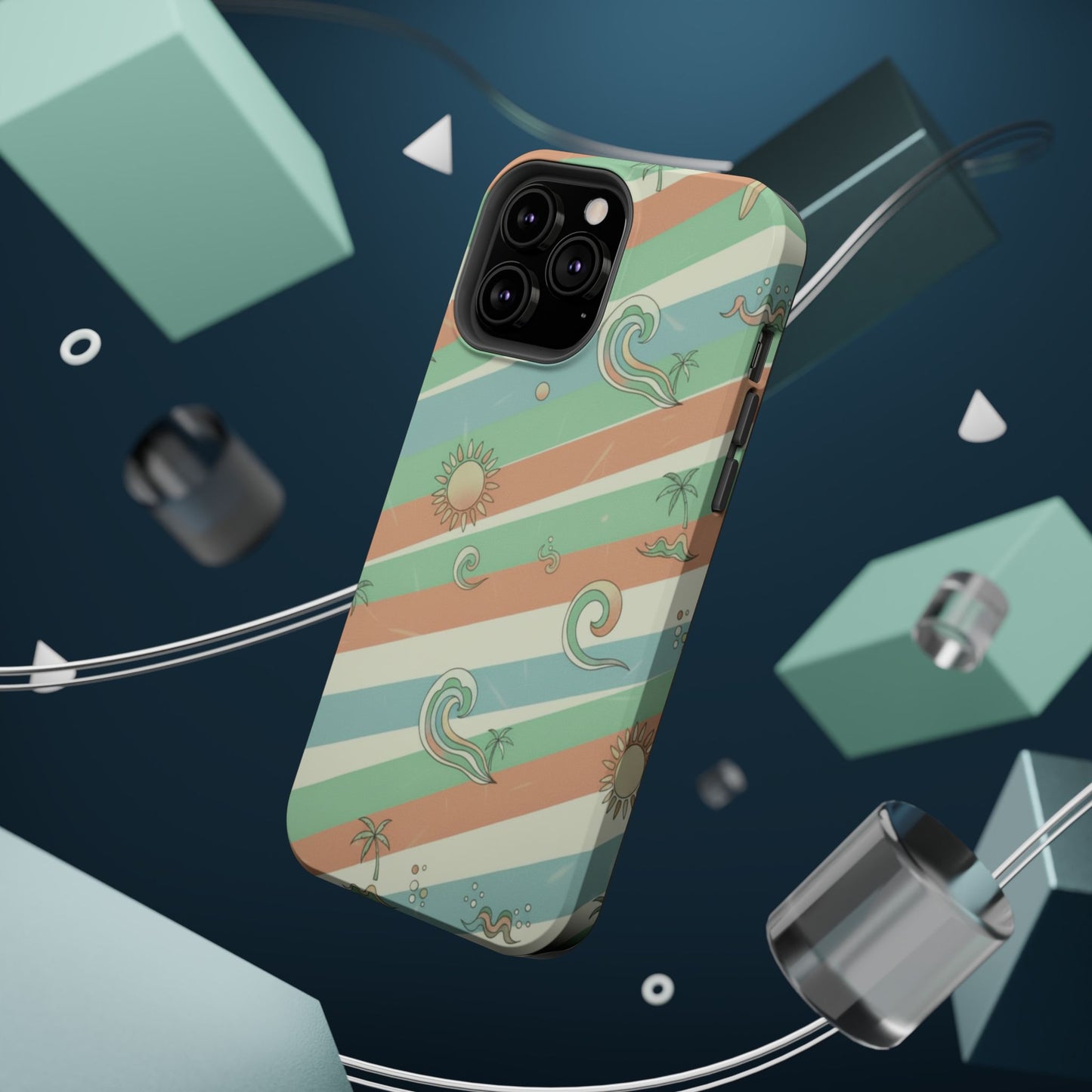 Magnetic Impact-Resistant Phone Case — Retro Surf Stripes