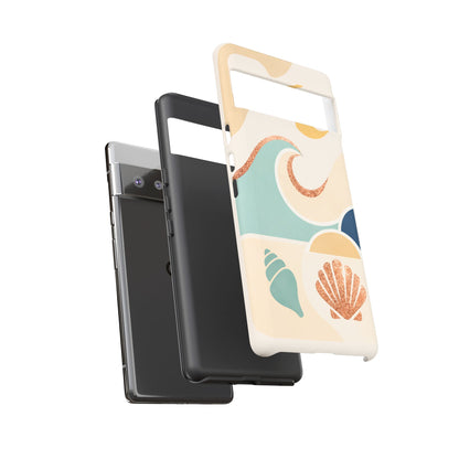 Sea Breeze Tough Phone Case — Retro Waves & Shells Design