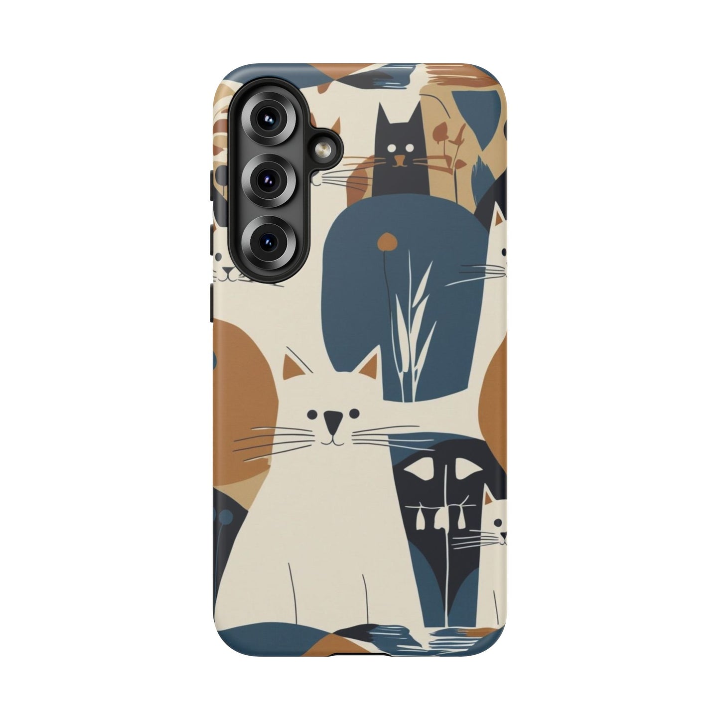 Cat Pattern Phone Case – Retro Abstract Cats Protective iPhone Cover