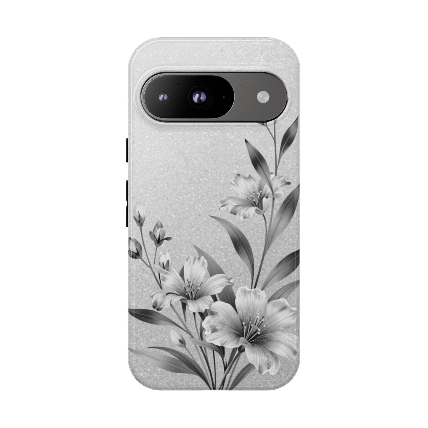 Floral Monochrome Phone Case — Elegant Black & White Lily Design