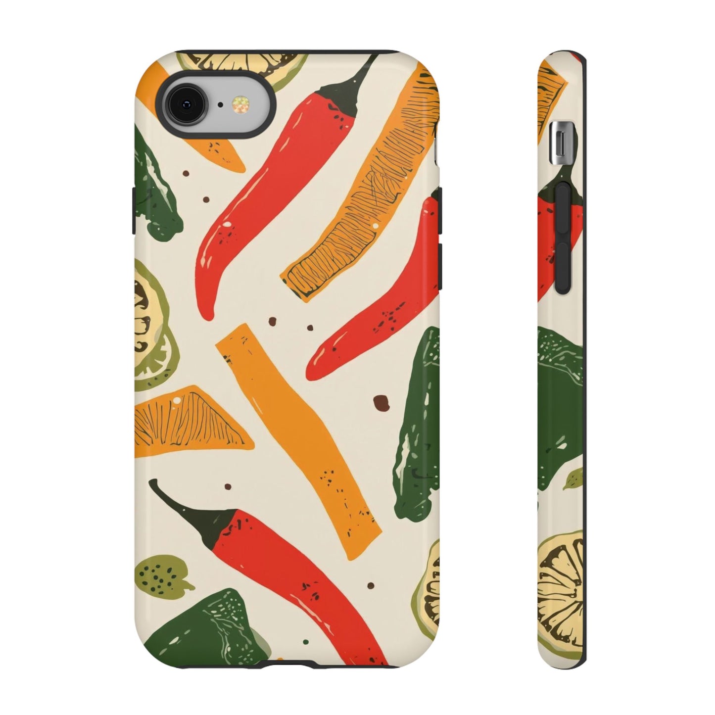 Spicy Peppers Phone Case – Colorful Chili, Lime & Citrus Pattern