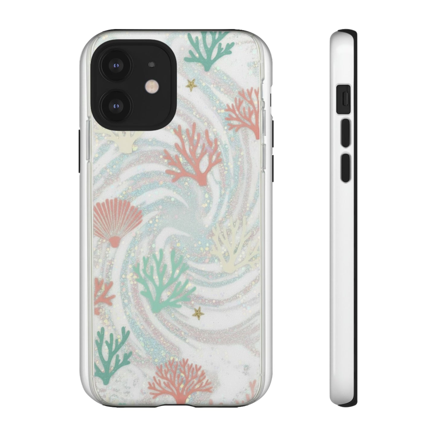 Seafoam Coral Tough Phone Case - Pastel Ocean Wave Design