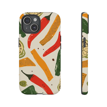 Spicy Peppers Phone Case – Colorful Chili, Lime & Citrus Pattern