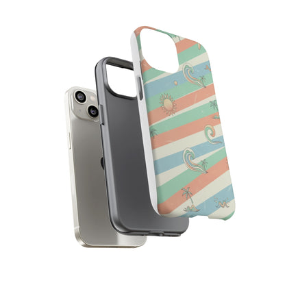 Surf Stripe Tough Phone Case — Retro Beach Waves Pattern