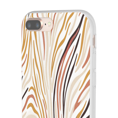 Marbled Neutral Stripe Phone Case — Abstract Beige & Terracotta Flexi Case