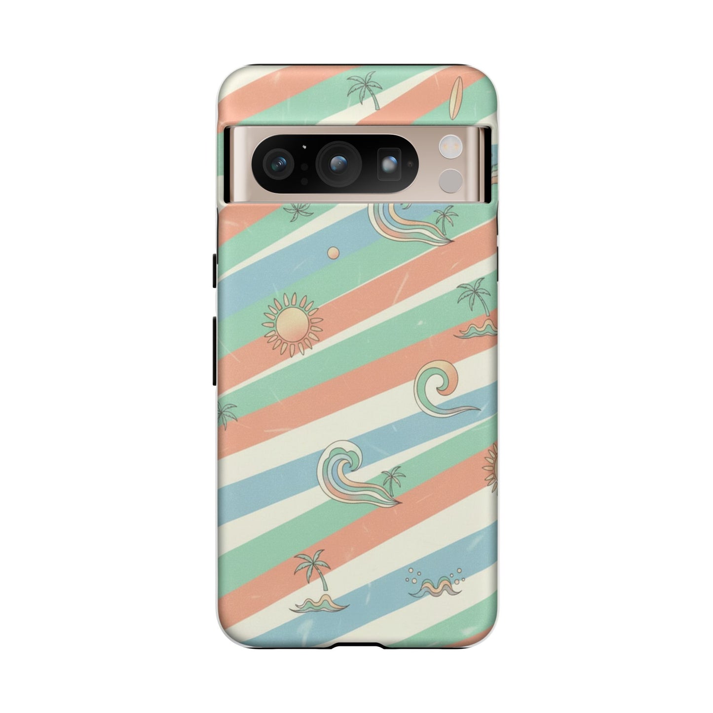 Surf Stripe Tough Phone Case — Retro Beach Waves Pattern