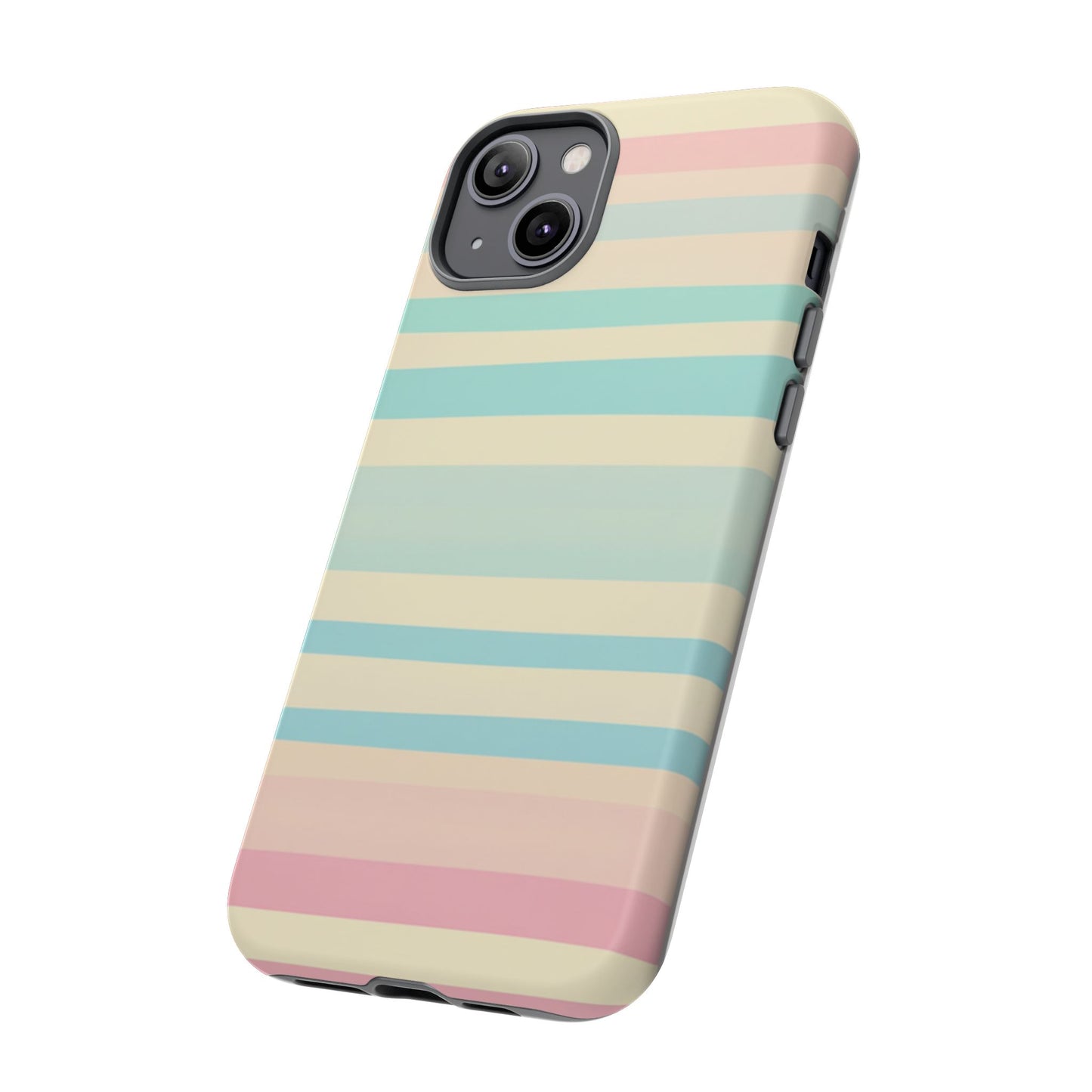 Pastel Striped Tough Phone Case – Protective Retro Rainbow Design