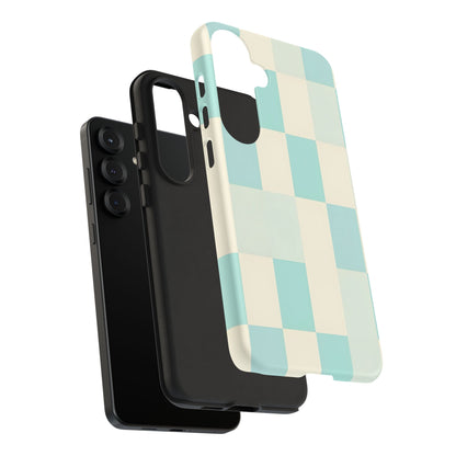 Pastel Checkerboard Tough Case – Mint & Cream Protective Phone Cover