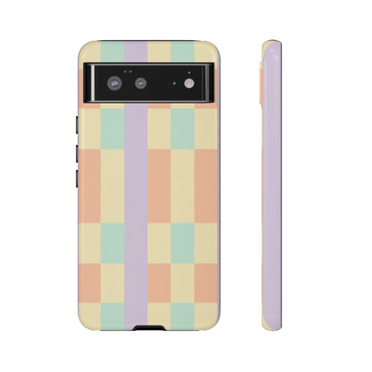 Pastel Checkered Phone Case — Retro Stripe Tough Case