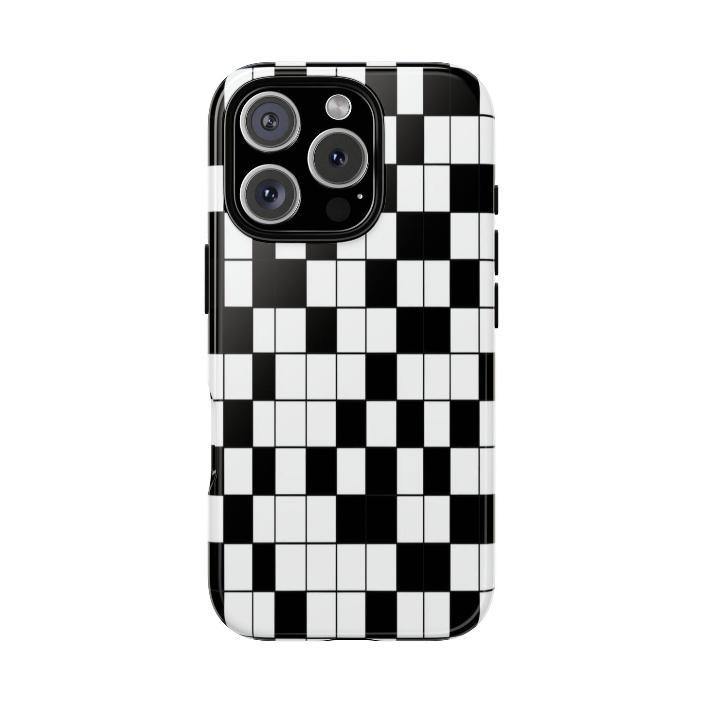 Crossword Grid Phone Case — Black & White Puzzle Pattern Tough Phone Cover