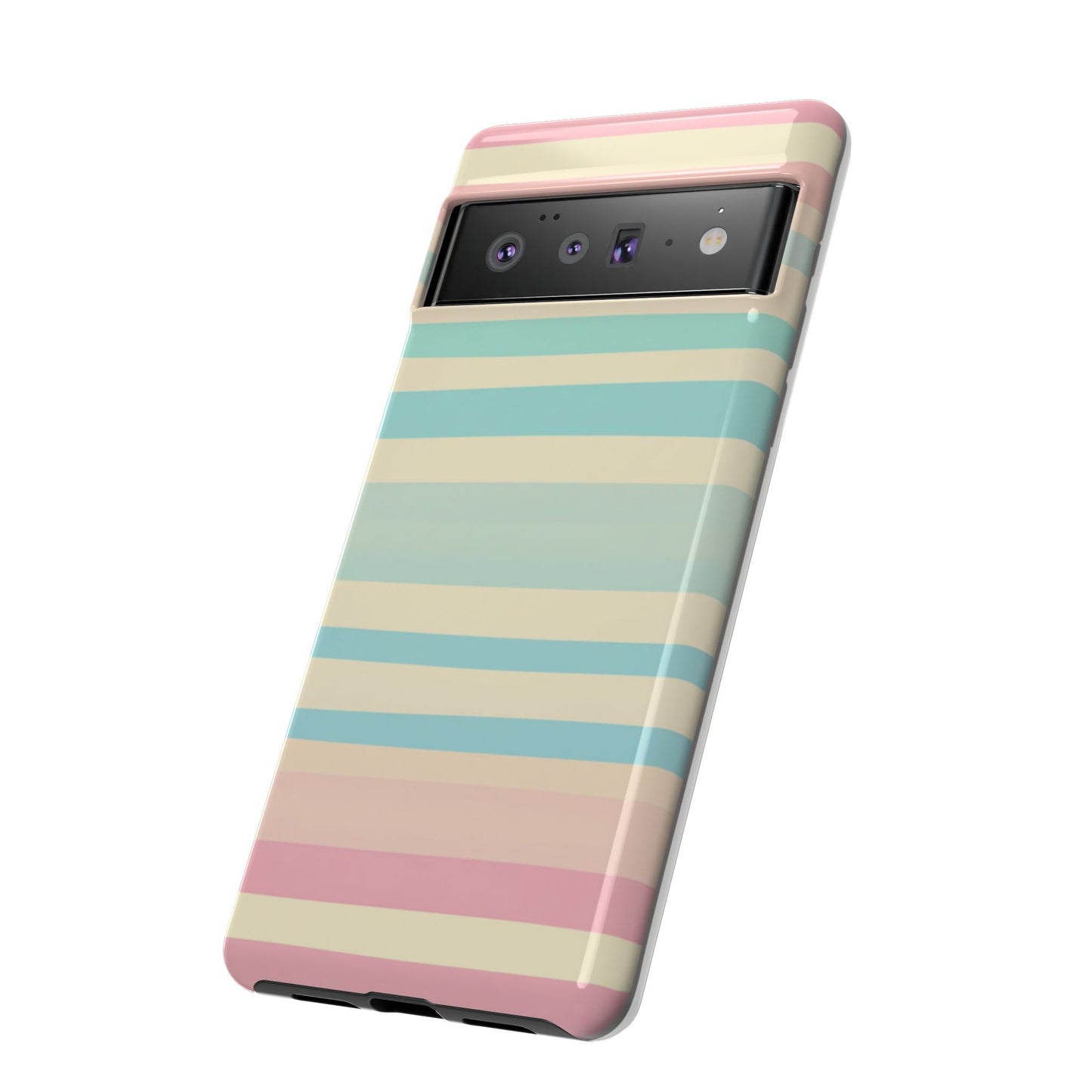 Pastel Striped Tough Phone Case – Protective Retro Rainbow Design
