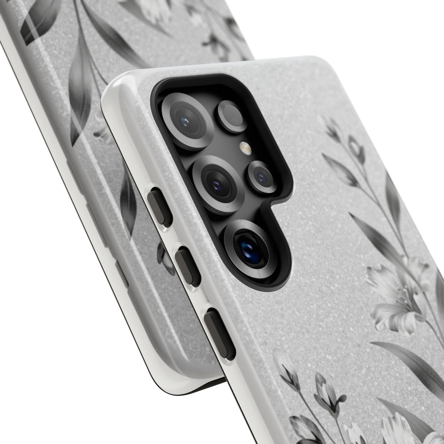 Floral Monochrome Phone Case — Elegant Black & White Lily Design