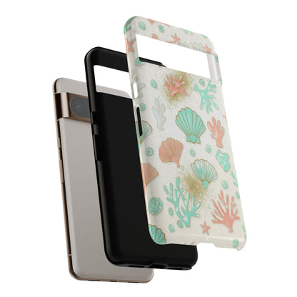 Seashell Coral Phone Case — Pastel Beach Shells Protective Tough Case
