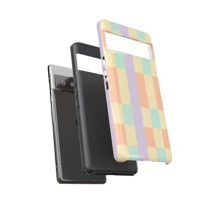 Pastel Checkered Phone Case — Retro Stripe Tough Case