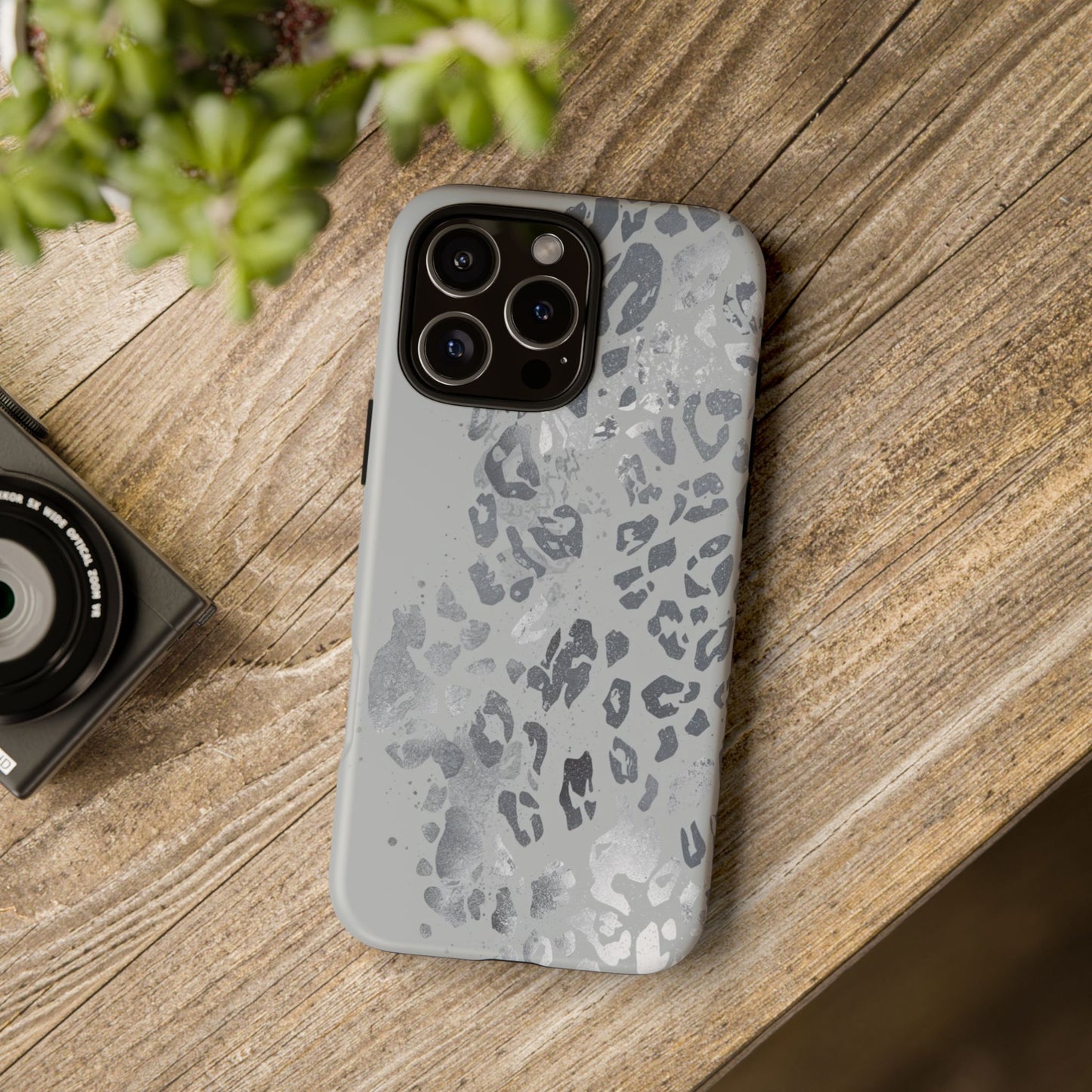 Gray Leopard Print Tough Phone Case