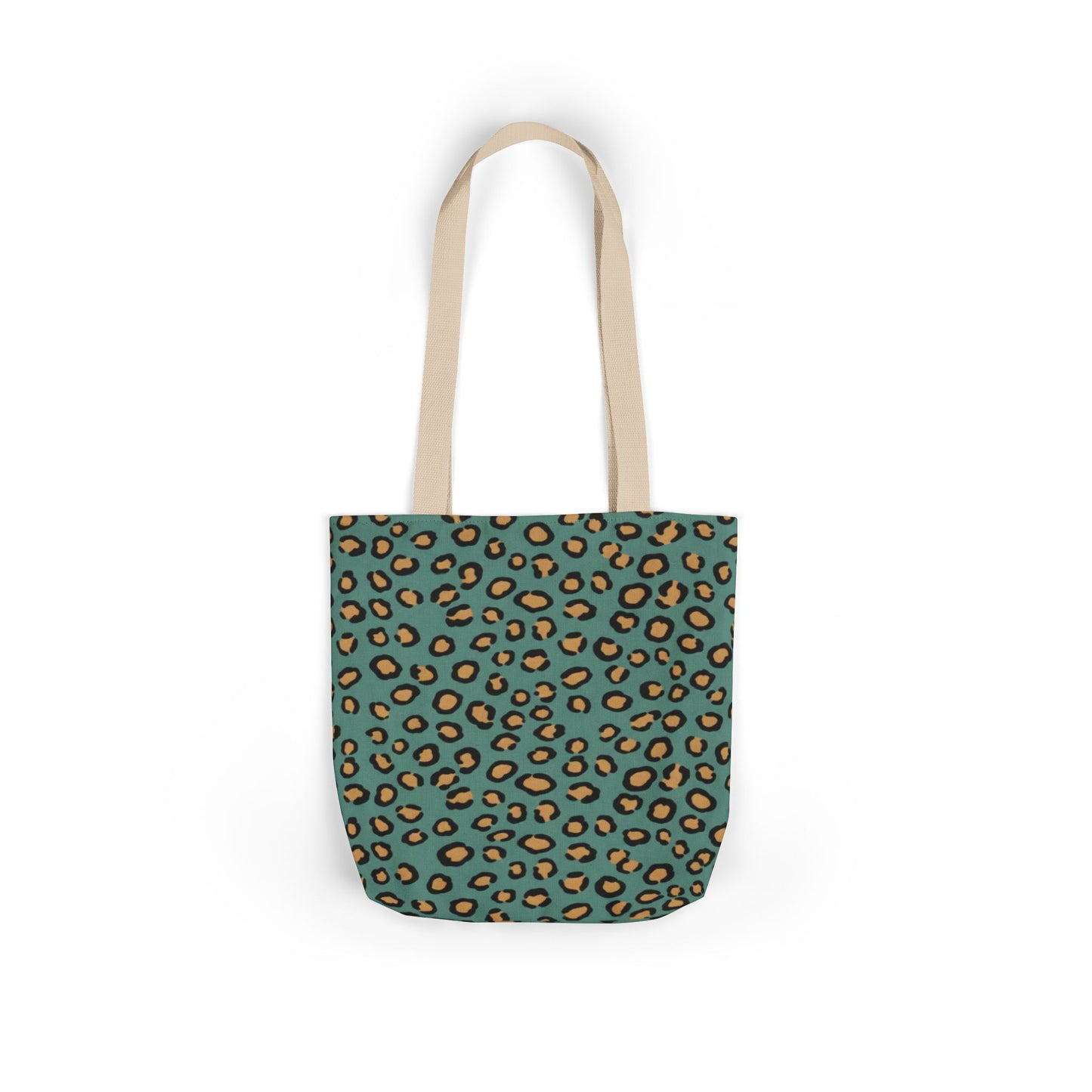 Teal Leopard Print Canvas Tote Bag — Trendy Animal Print Eco Shopper