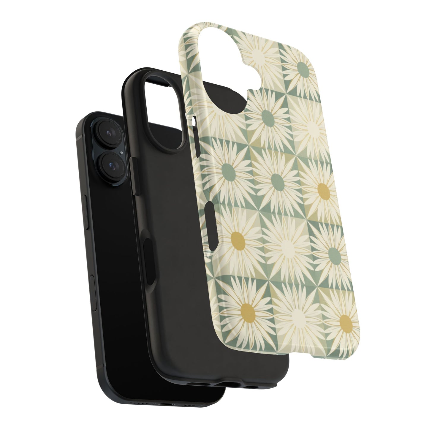Retro Daisy Tough Phone Case — Vintage Floral Protective Cover for iPhone