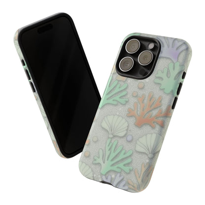Pastel Coral Reef Tough Phone Case – Sea Shell & Coral Pattern Durable Protector