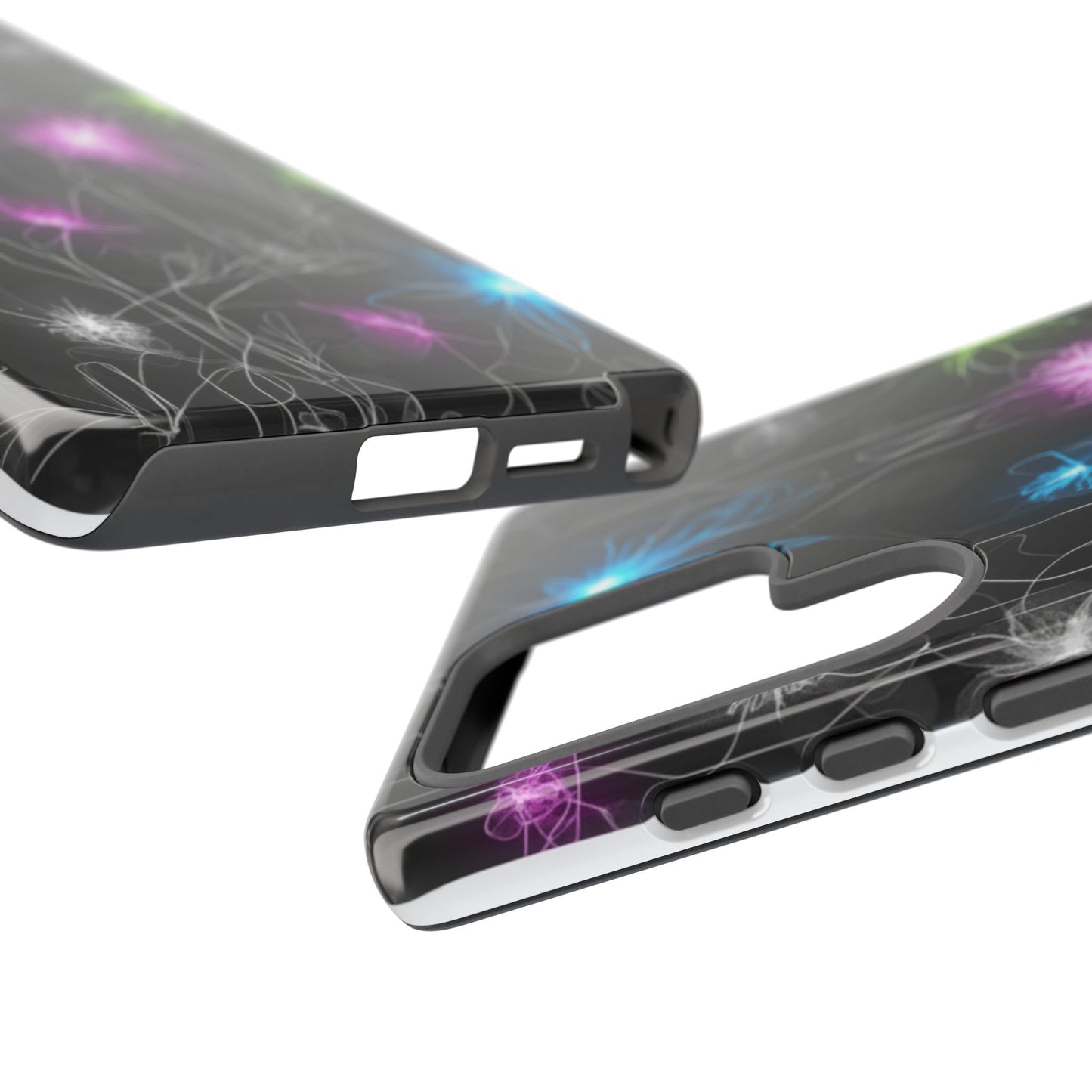 Neon Floral Tough Phone Case — Glow Flower Protective iPhone Cover