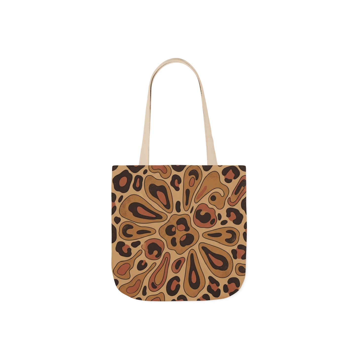 Leopard Mandala Canvas Tote — Brown Retro Animal Print Tote Bag