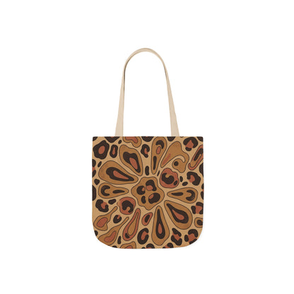 Leopard Mandala Canvas Tote — Brown Retro Animal Print Tote Bag
