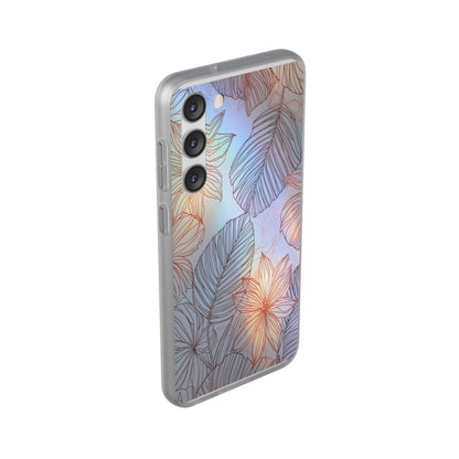 Floral Holographic Phone Case — Iridescent Leaves & Flowers Flexi Case