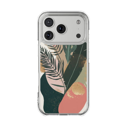 Clear Magnetic Phone Case — Abstract Botanical Leaves Design