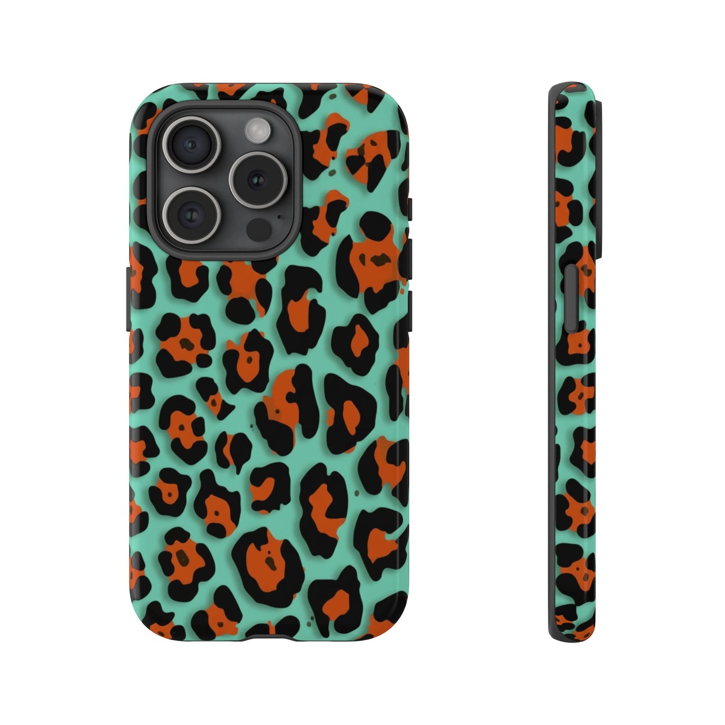 Teal & Rust Leopard Phone Case — Tough Protective Animal Print