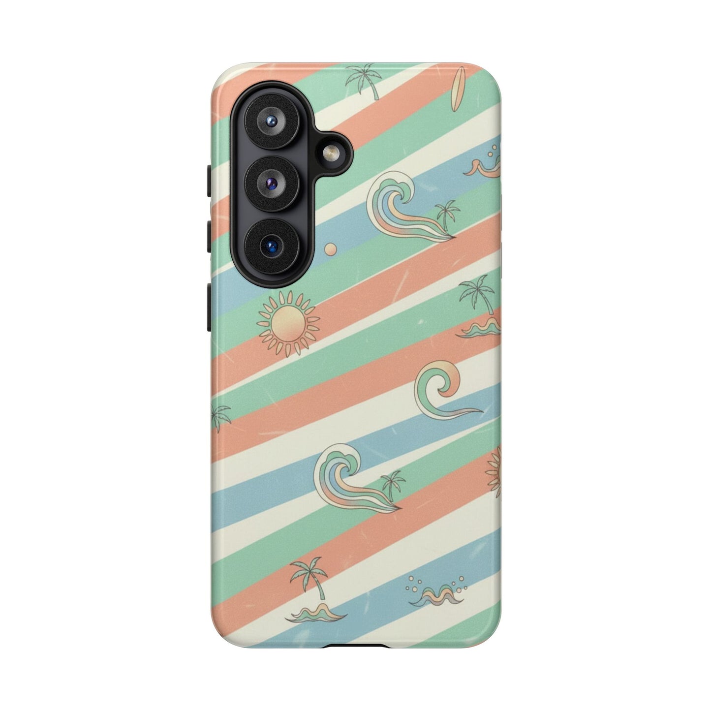 Surf Stripe Tough Phone Case — Retro Beach Waves Pattern