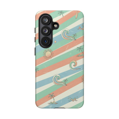 Surf Stripe Tough Phone Case — Retro Beach Waves Pattern