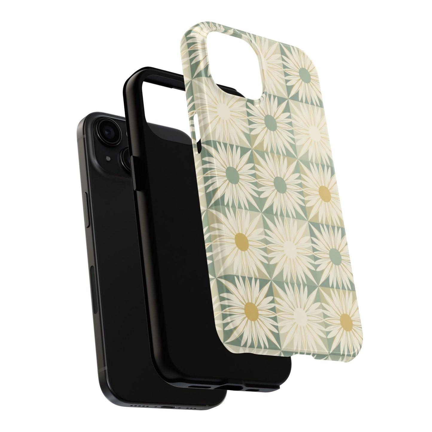 Retro Daisy Tough Phone Case — Vintage Floral Protective Cover for iPhone