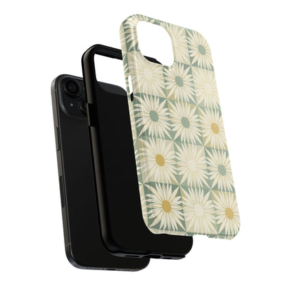 Retro Daisy Tough Phone Case — Vintage Floral Protective Cover for iPhone