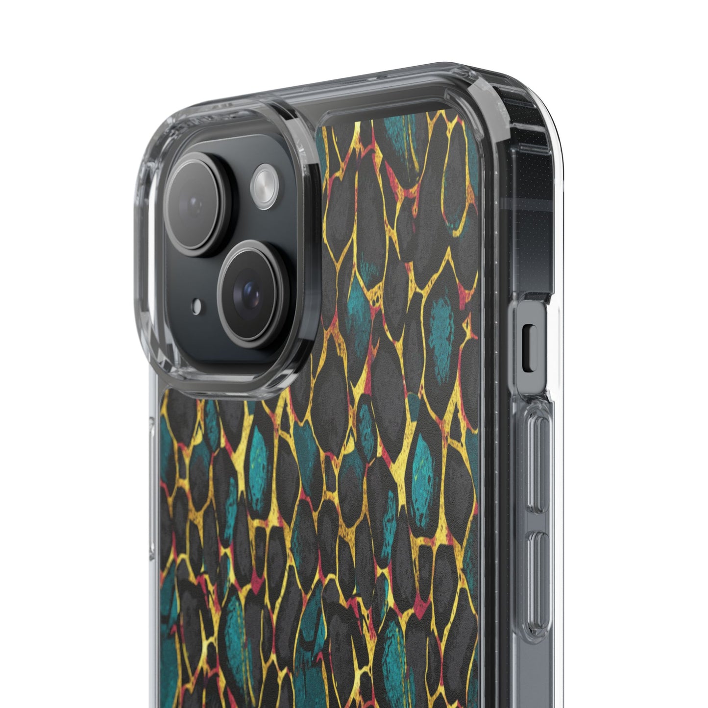 Teal Gold Leopard Clear Phone Case
