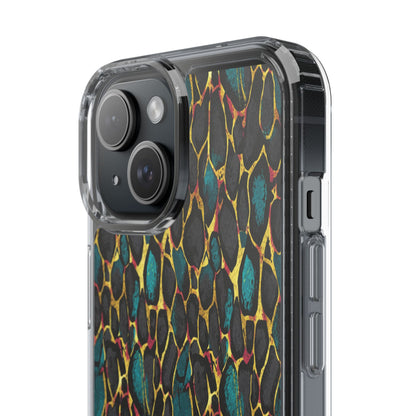 Teal Gold Leopard Clear Phone Case