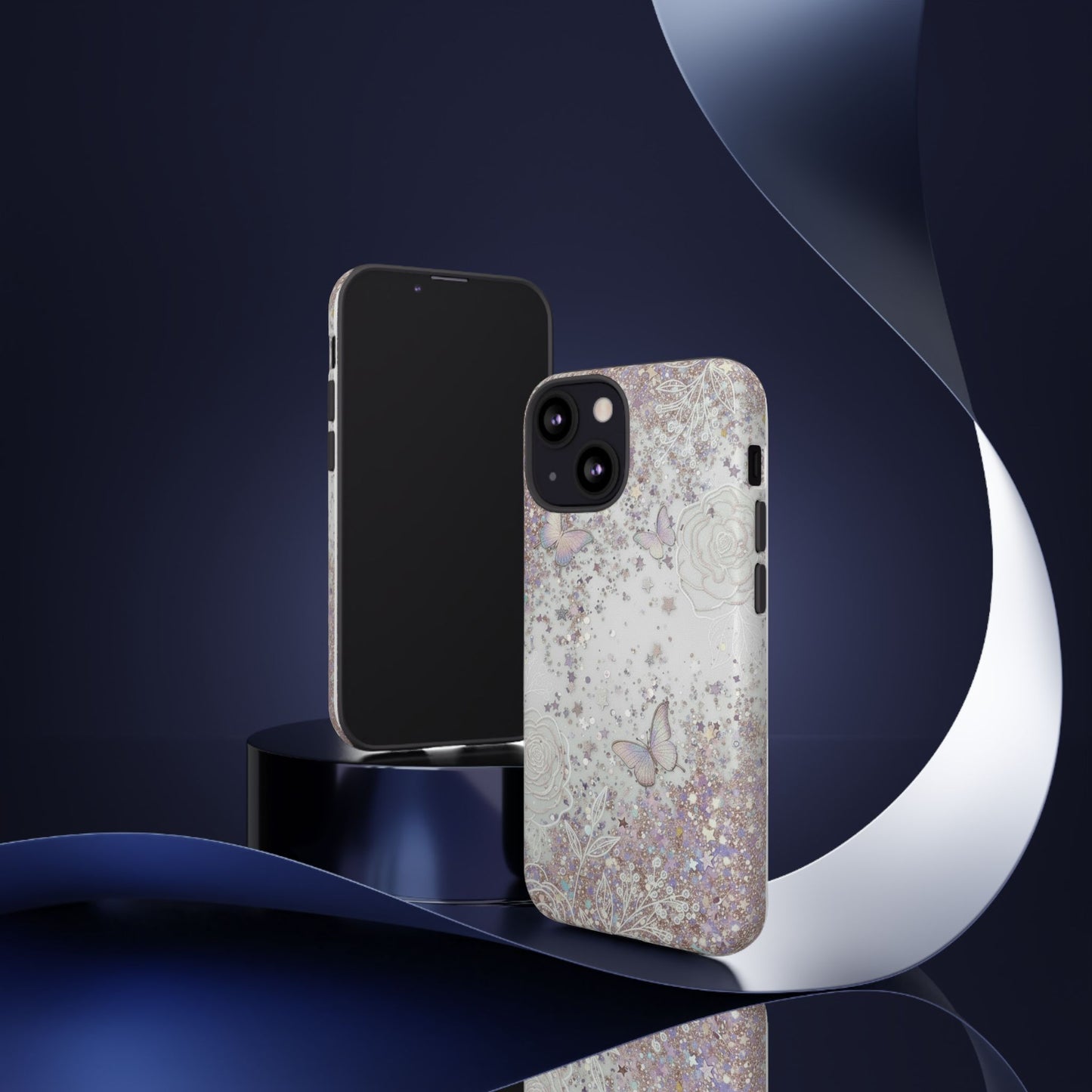 Butterfly Glitter Tough Phone Case — Floral Sparkle Protective Case