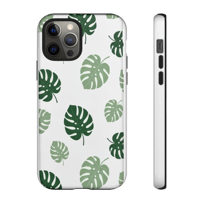 Monstera Leaf Tough Phone Case – Tropical Green Palm Pattern Protective Cover