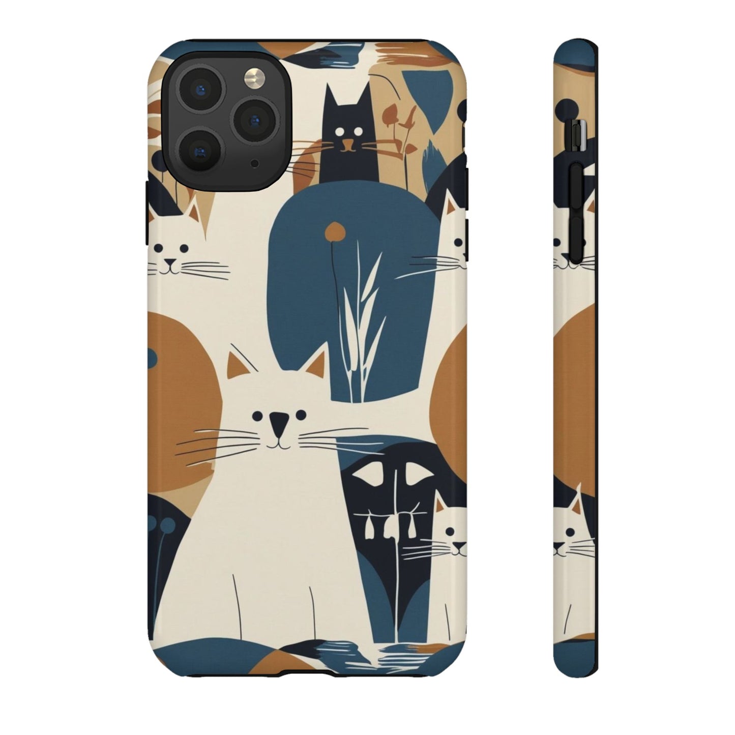 Cat Pattern Phone Case – Retro Abstract Cats Protective iPhone Cover