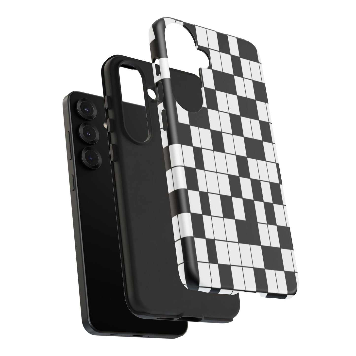 Crossword Grid Phone Case — Black & White Puzzle Pattern Tough Phone Cover