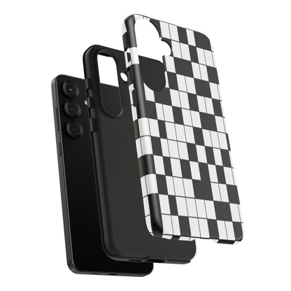 Crossword Grid Phone Case — Black & White Puzzle Pattern Tough Phone Cover