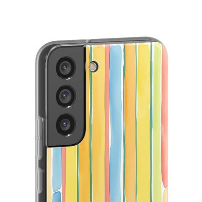 Watercolor Stripe Phone Case — Bright Pastel Vertical Stripes Protective Flexi Case
