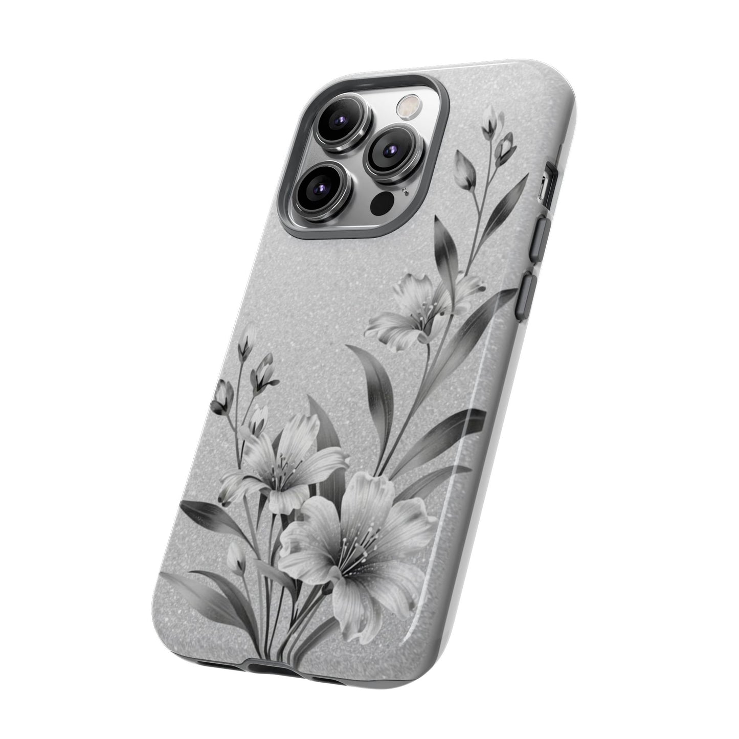 Floral Monochrome Phone Case — Elegant Black & White Lily Design