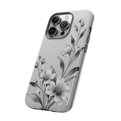 Floral Monochrome Phone Case — Elegant Black & White Lily Design