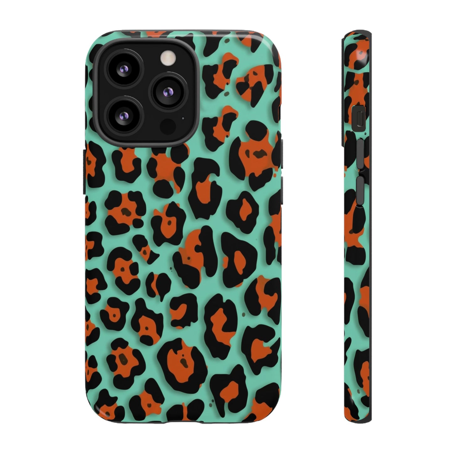 Teal & Rust Leopard Phone Case — Tough Protective Animal Print