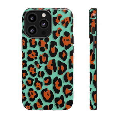 Teal & Rust Leopard Phone Case — Tough Protective Animal Print